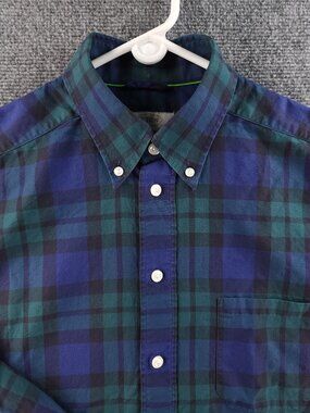Eton Blue Green Slim Cotton Button-Down Medium Romania Plaid Long Sleeve Shirt